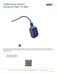 Thumbnail of document Data Sheet - FT100 / FT 300 Float Switch